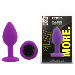 Силиконовая анальная пробка EGZO - Silicone Purple Round Plug Black, size S