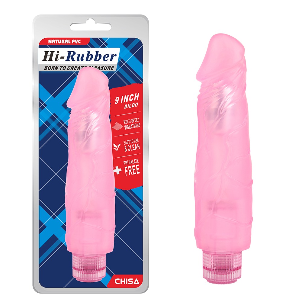 Секс игрушки - Вибромассажер с ярко выраженной головкой Chisa Hi-Rubber Dildo на батарейках, розовый