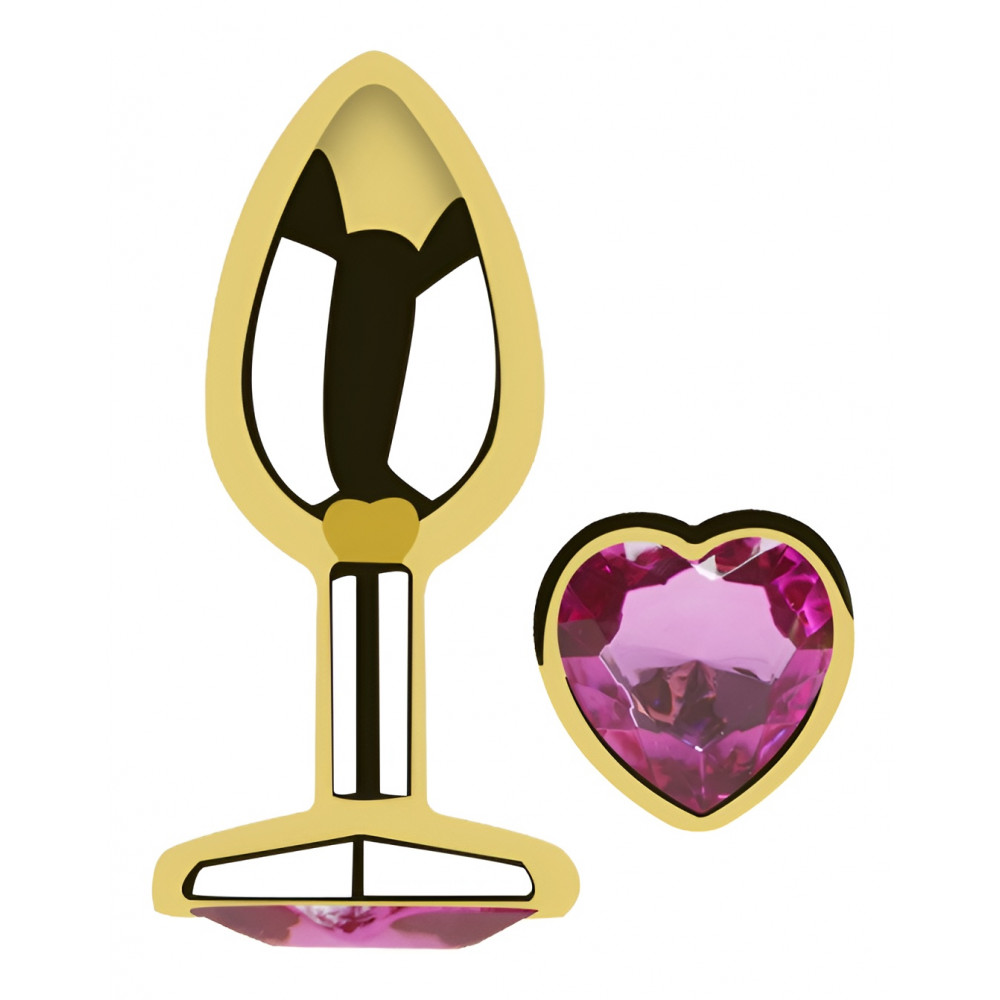 Анальные игрушки без вибрации - Анальная пробка с кристаллом EGZO - Gold Heart Plug Rose size S 4