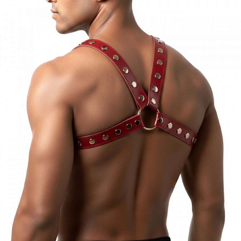  - Чоловіча портупея Art of Sex - Spartacus, екошкіра, колір червоний, розмір L-2XL 1