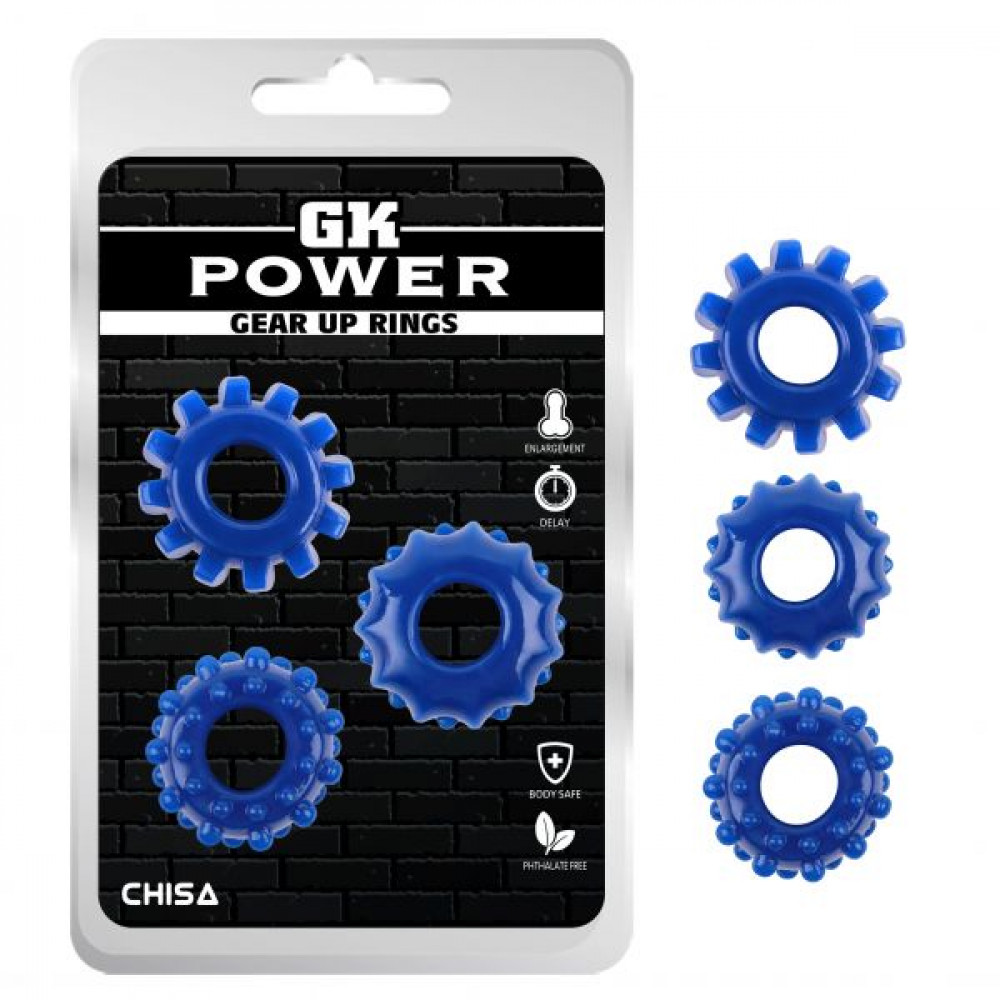 Секс игрушки - Набор колец GK Power Cock Rings 3 шт Set-Blue