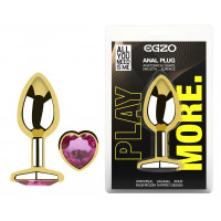 Анальна пробка з кристалом EGZO - Gold Heart Plug Rose size S