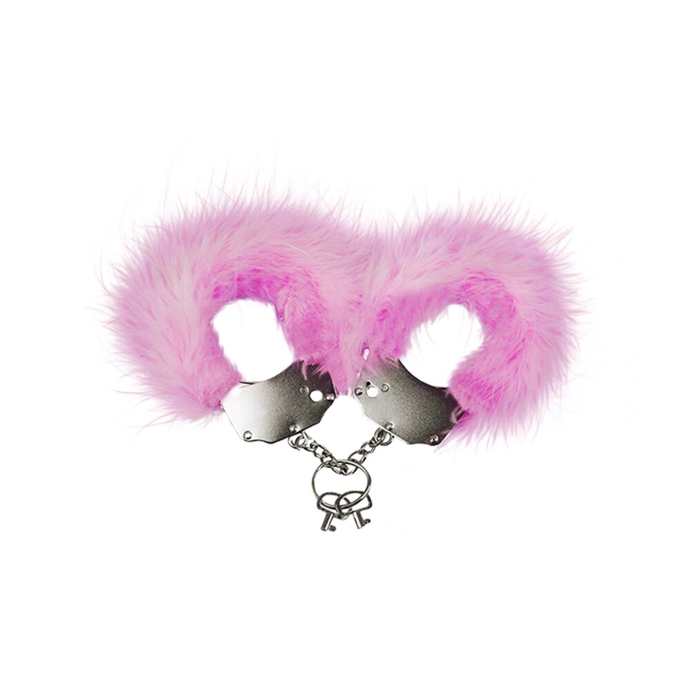 Наручники, веревки, бондажы, поножи - Наручники металлические Adrien Lastic Handcuffs Pink с розовой пушистой отделкой
