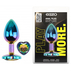 Анальная пробка с кристаллом EGZO - Multicolor Heart Plug Rainbow size S