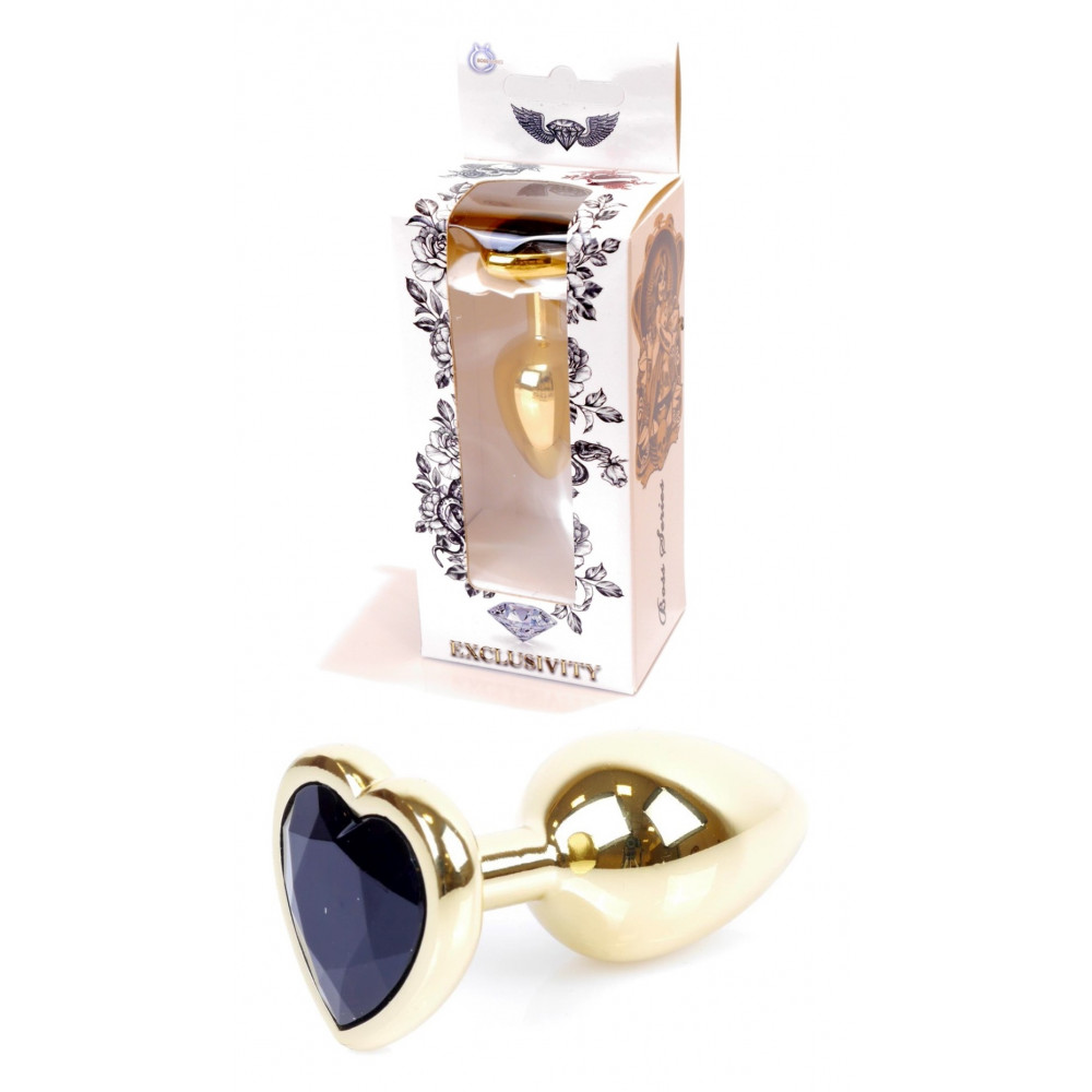 Анальные игрушки - Анальная пробка Boss Series - Jewellery Gold Heart PLUG Black S, BS6400038