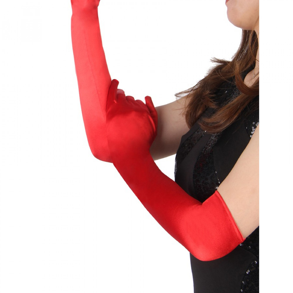 Різне - Довгі рукавички Star Night вище ліктя, червоні, 55 см 3
