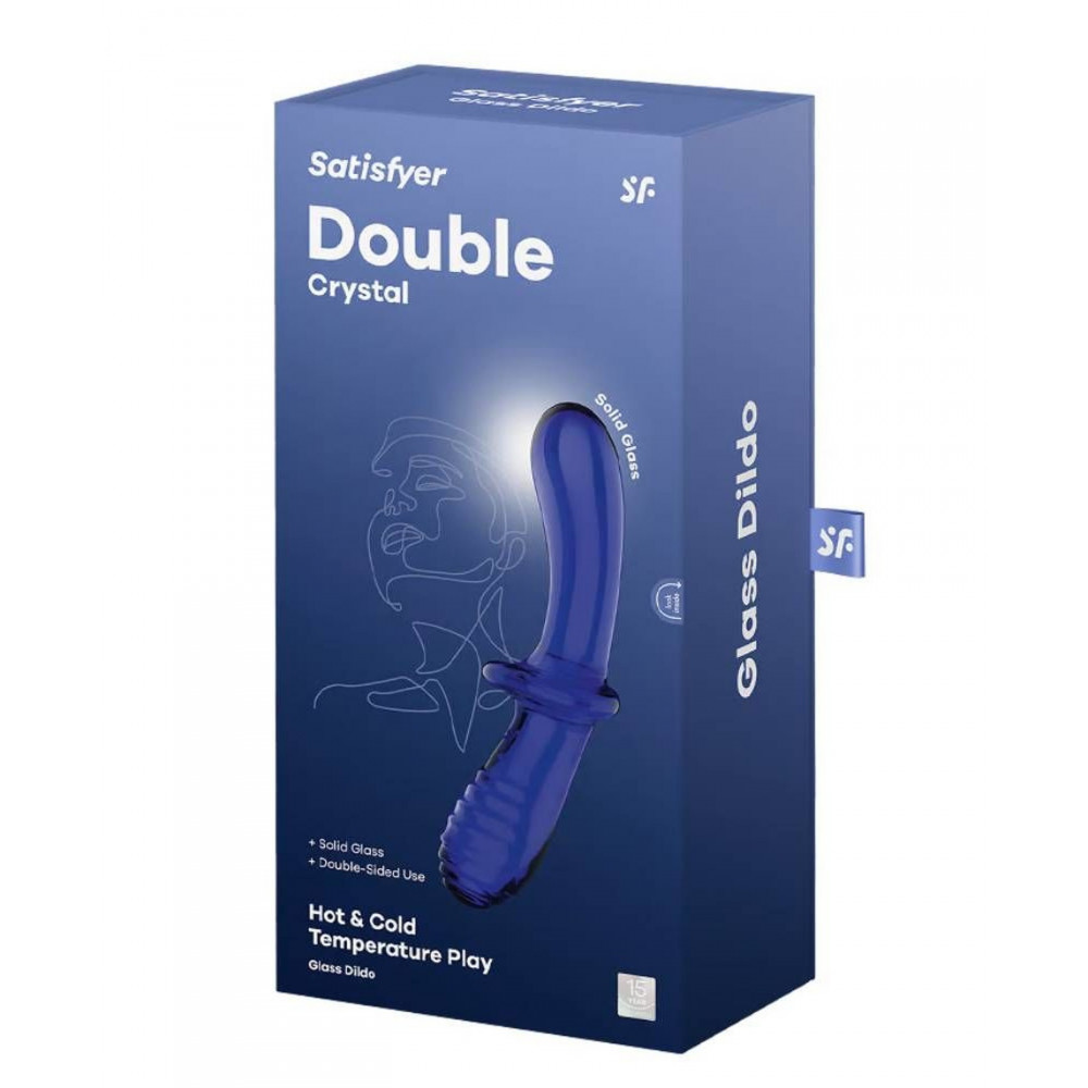 Разное - Фаллоимитатор двойной из стекла Satisfyer Double Crystal, синий 5
