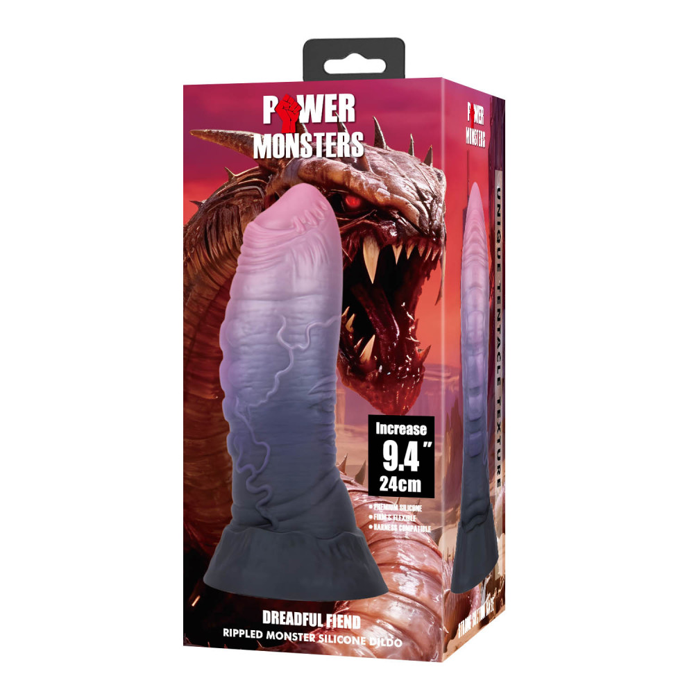 Фаллоимитаторы - Фаллоимитатор силиконовый Power Monsters Dreadful Fiend на присоске, фиолетовый, 24 см 7