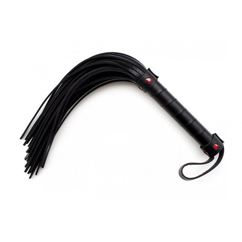 БДСМ игрушки - Флоггер с красным сердцем DS Fetish Flogger black with red heart