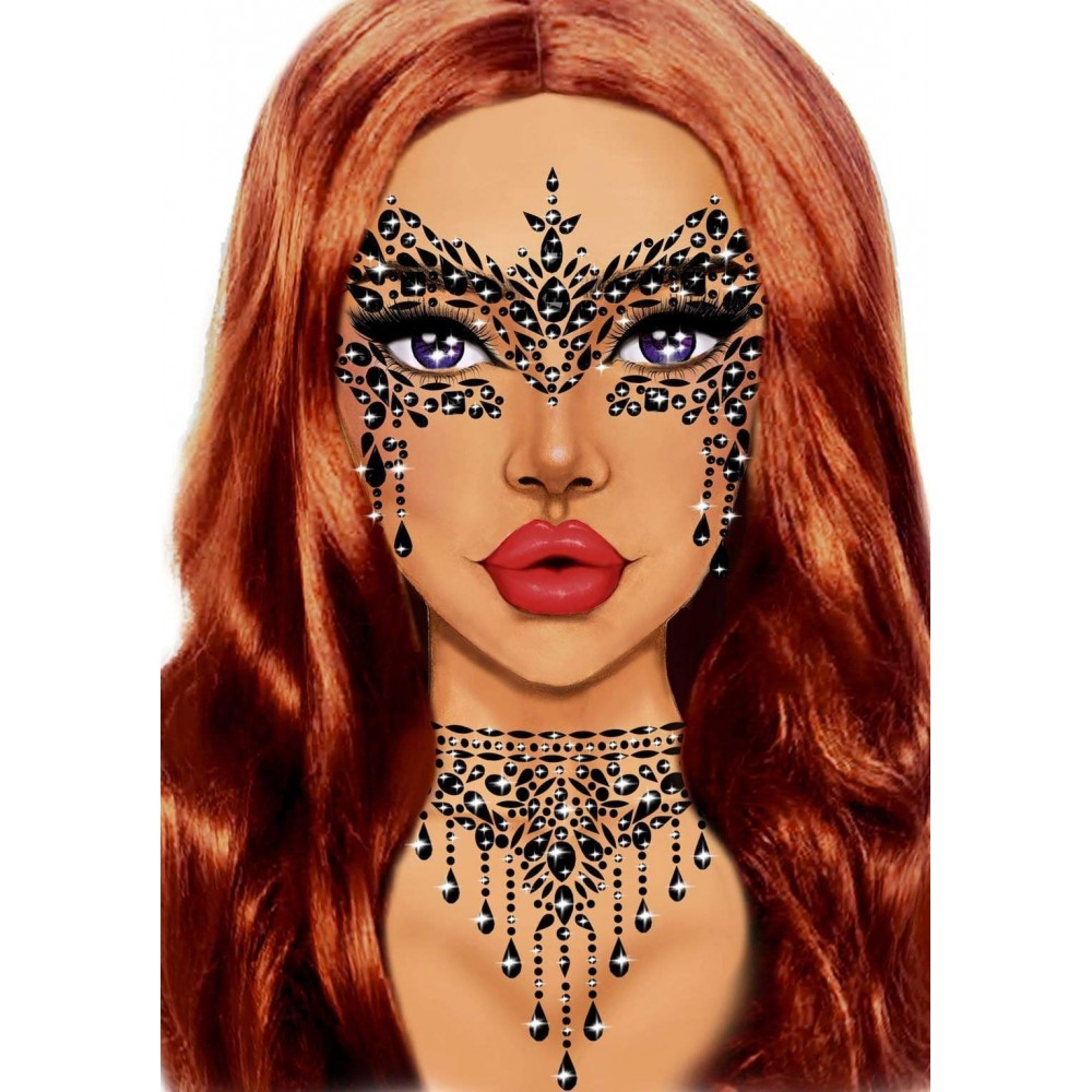  - Маскарадная наклейка с драгоценностями Leg Avenue Masquerade face jewels sticker O/S