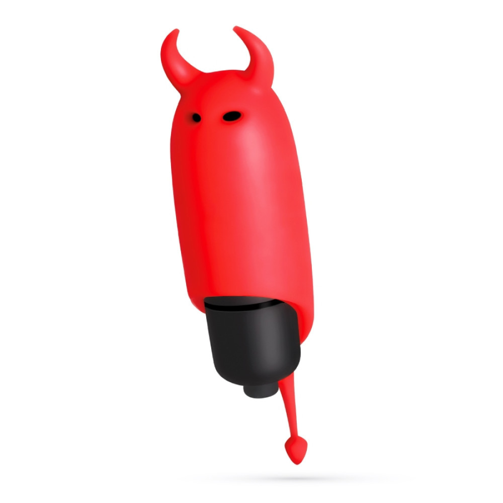 Вибропули и мини-вибраторы - Мини-вибратор вибропуля с насадкой Crushios O-Pet Devil красного цвета, 9.2 х 2.5 см 2