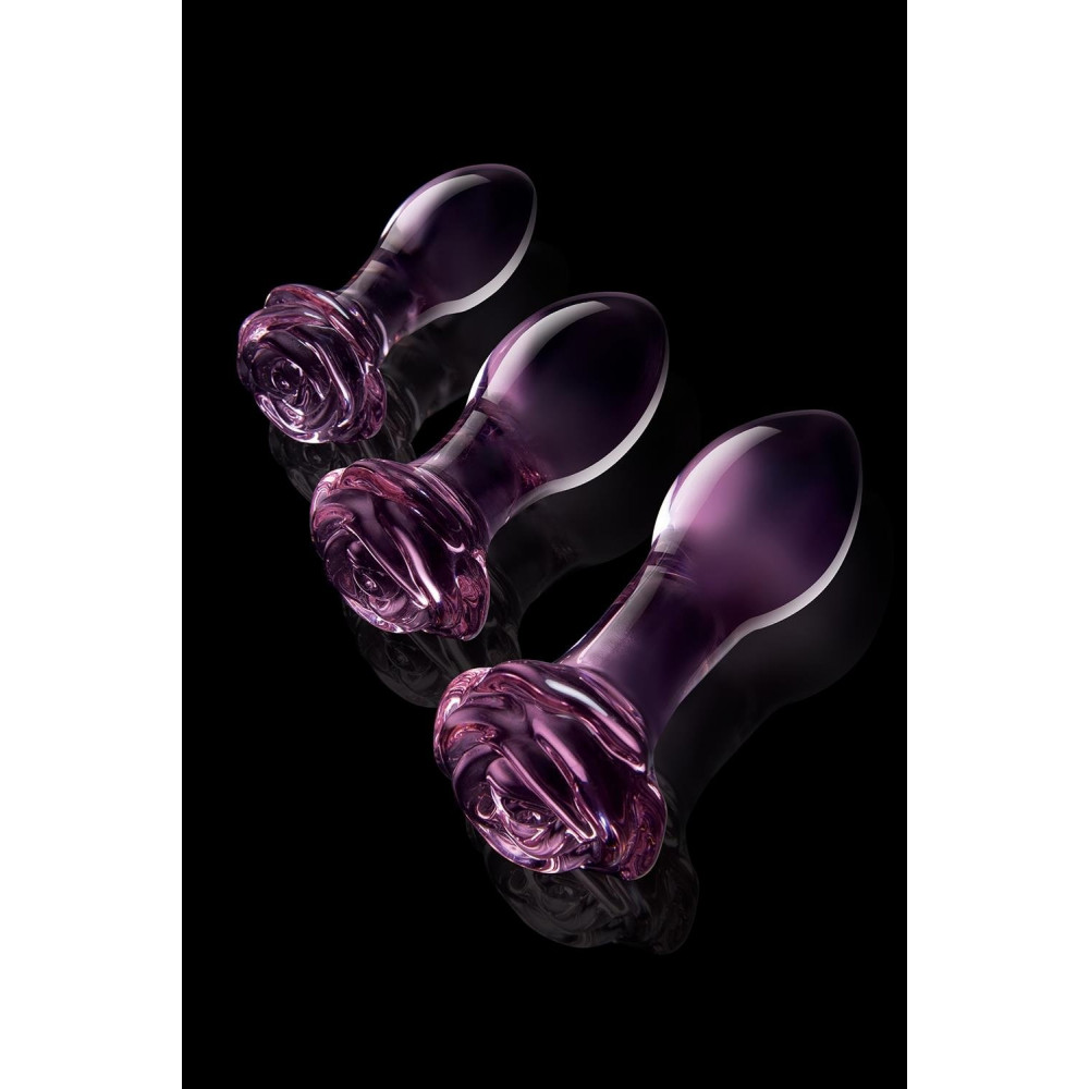  - Набор анальных пробок DreamToys Glaze Glass Rosebud стеклянный, розовый, 3 шт. 4