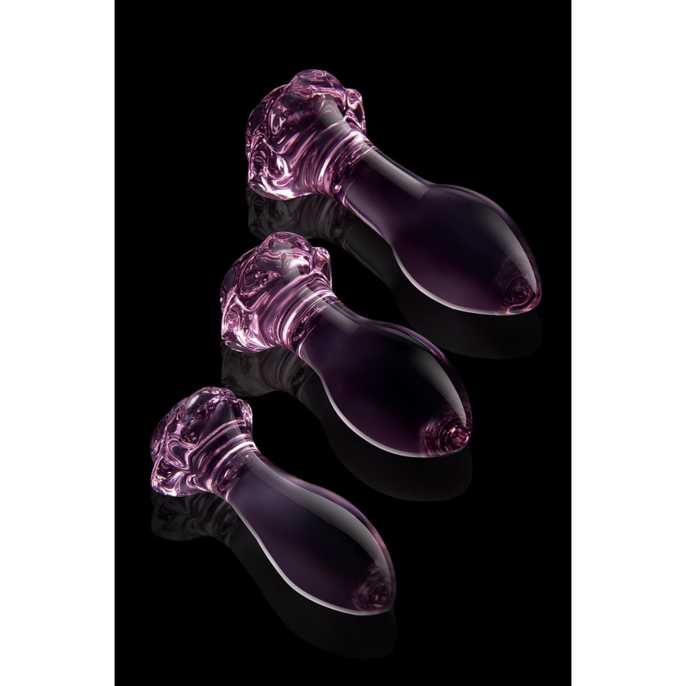  - Набор анальных пробок DreamToys Glaze Glass Rosebud стеклянный, розовый, 3 шт. 5