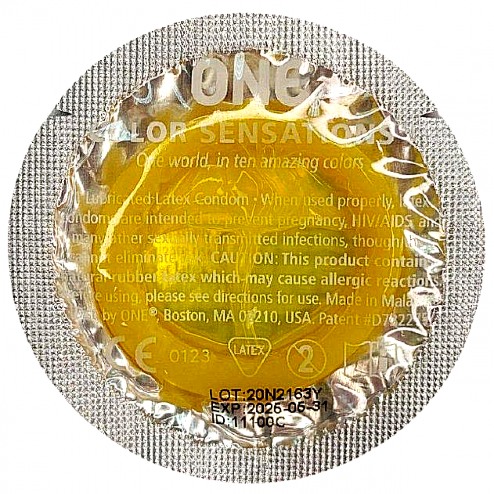 Презервативы - Набор латексных презервативов One Color Sensation с силиконовой смазкой жёлтого цвета (цена за 5 шт)