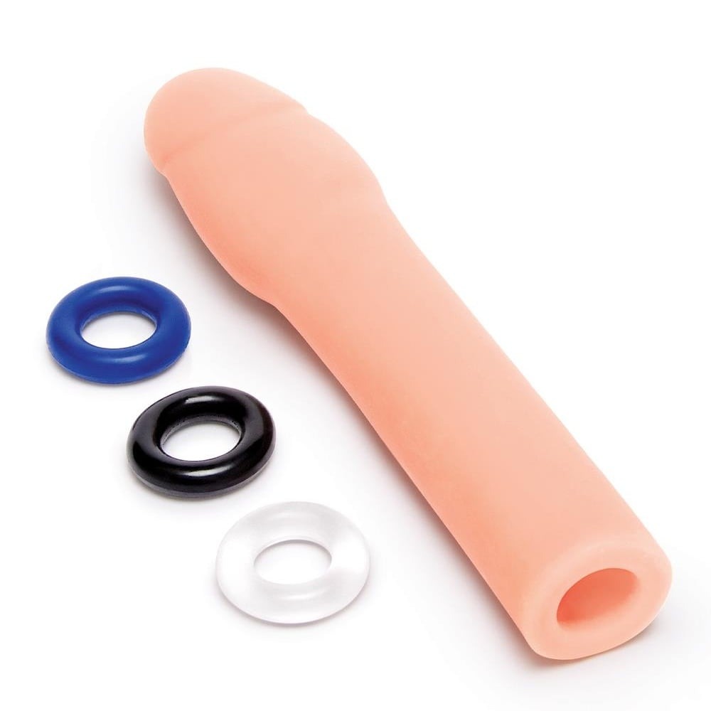 Різне - Насадка на пеніс Size-Up Penis Entender з 3 ерекційними кільцями в наборі, бежева 1