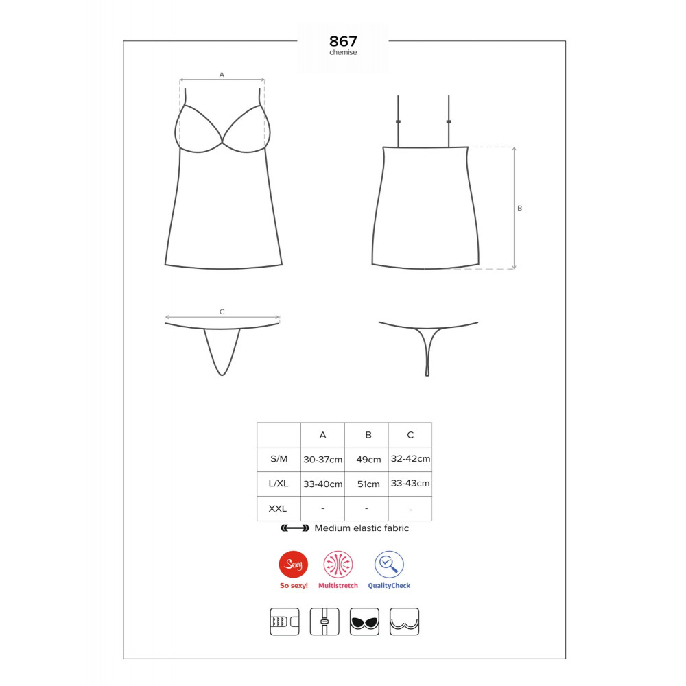 Разное - Пеньюар Obsessive 867-CHE-1 с кружевным лифом, черный, L/XL 6