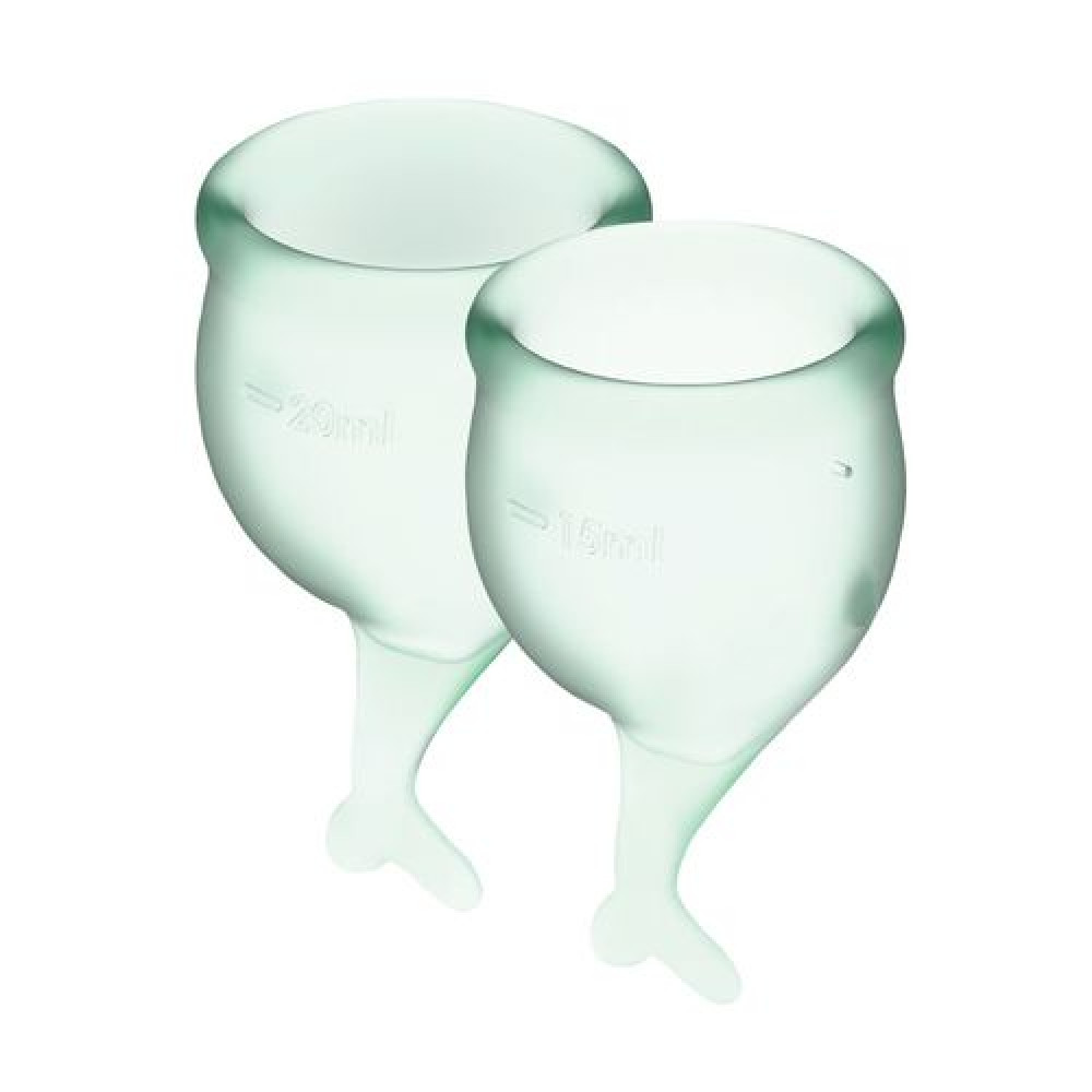 Менструальні чаші - Набір менструальних чаш Satisfyer Feel Secure (light green), 15 мл та 20 мл, мішечок для зберігання