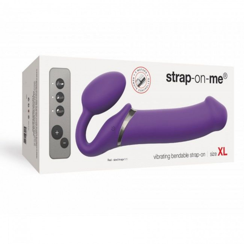 Страпоны безремневые - Безремневой страпон с вибрацией Strap-On-Me Vibrating Violet XL, диам. 4,5см, пульт ДУ, регулируемый 2