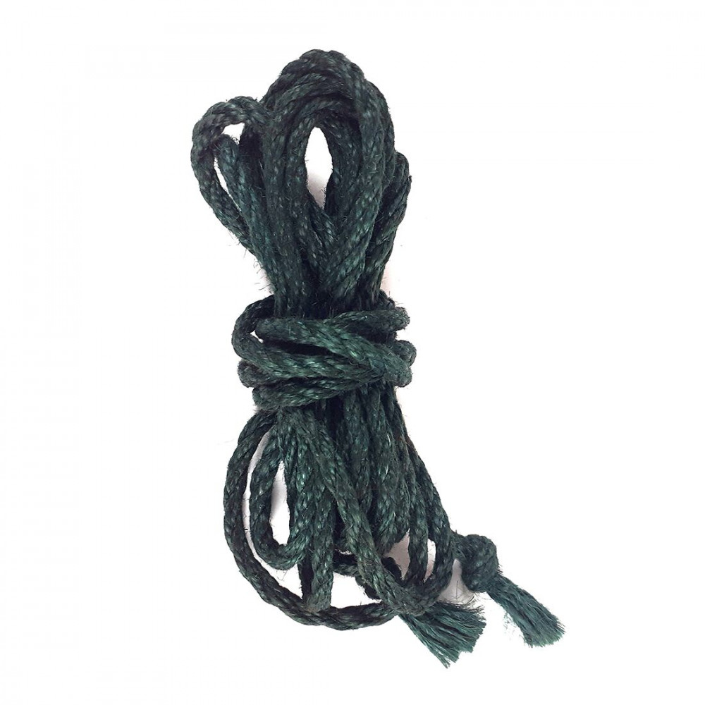 Наручники, веревки, бондажы, поножи - Джутовая веревка BDSM 8 метров, 6 мм, цвет зеленый