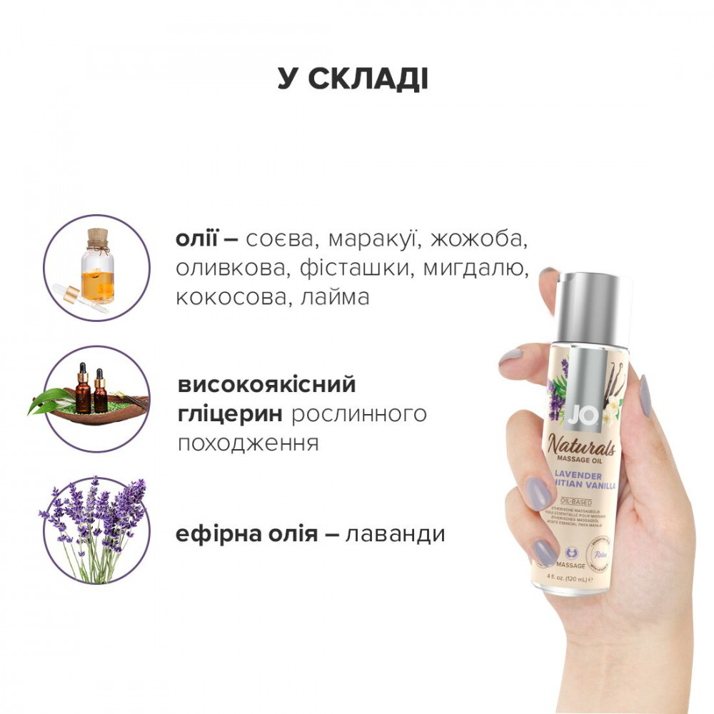Массажные масла - Массажное масло System JO – Naturals Massage Oil – Lavender & Vanilla с натуральными эфирными маслам 2