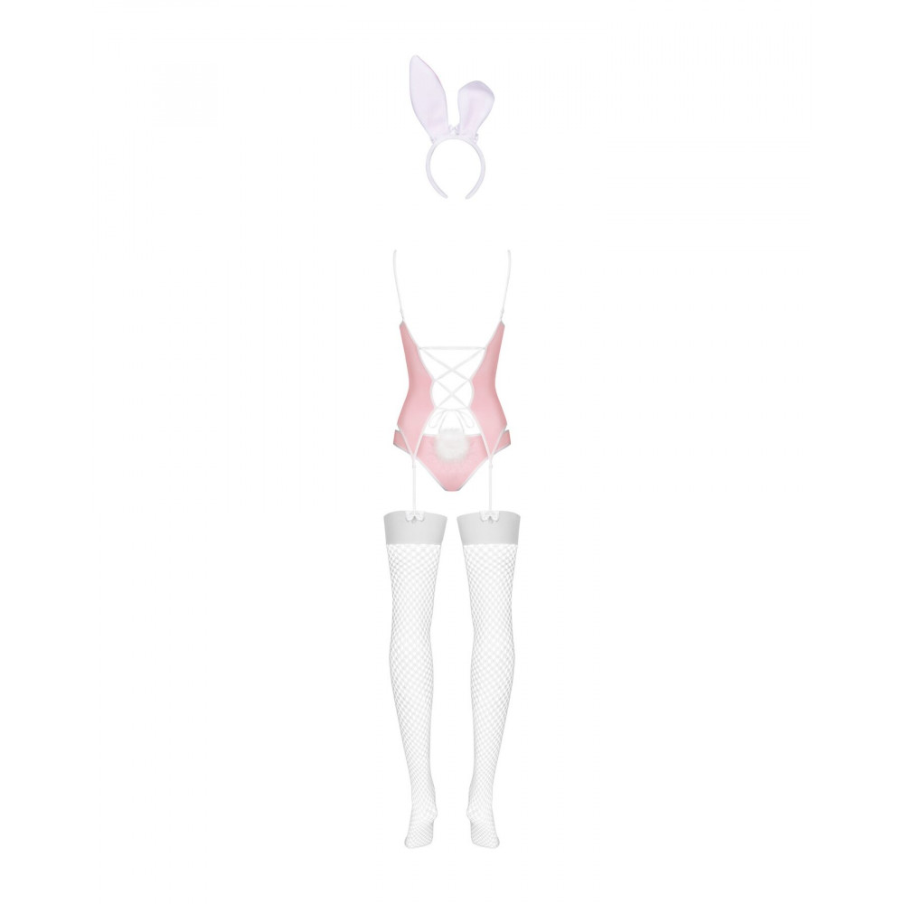 Эротические костюмы - Эротический костюм зайки Obsessive Bunny suit 4 pcs costume pink S/M, розовый, топ с подвязками, тру 2