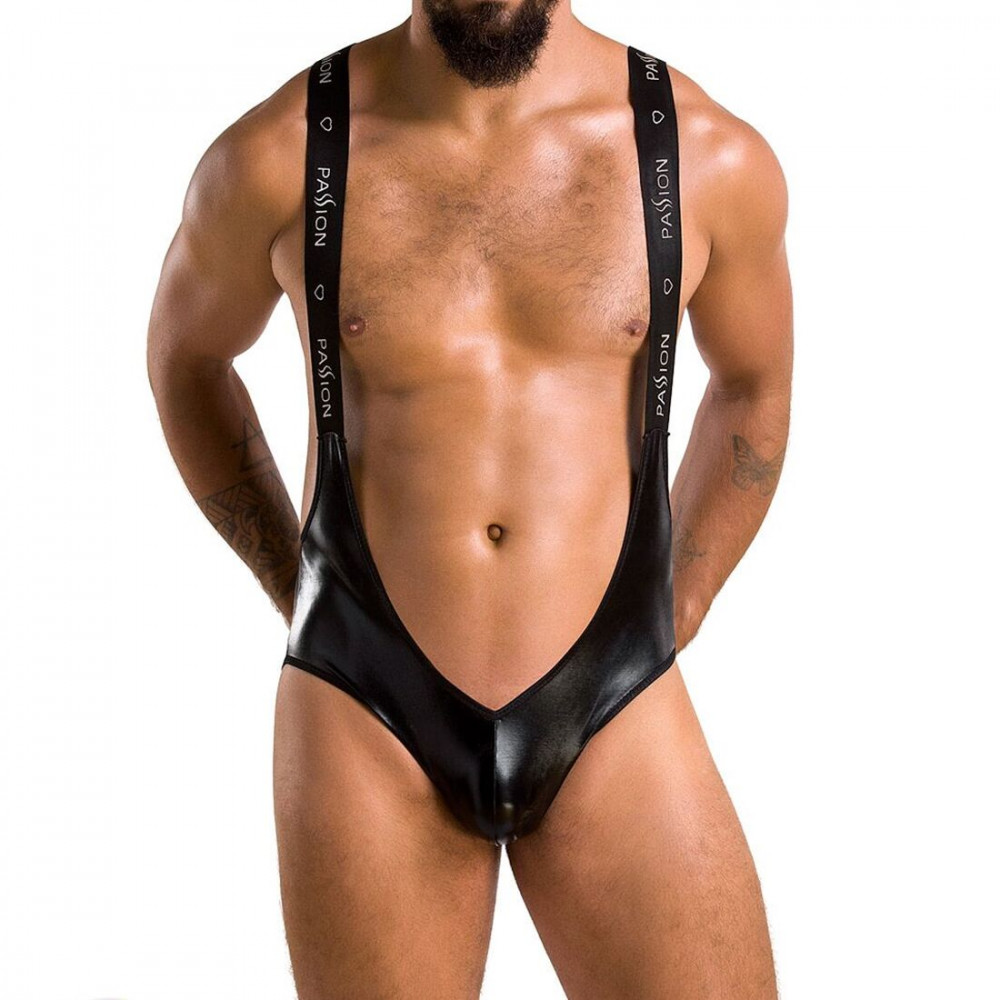 Мужское эротическое белье - Мужское открытое боди Passion 027 BRUNO XXL/XXXL Black, под латекс, на лямках