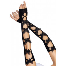 Митенки Leg Avenue Butterfly applique arm warmers Black, бабочки