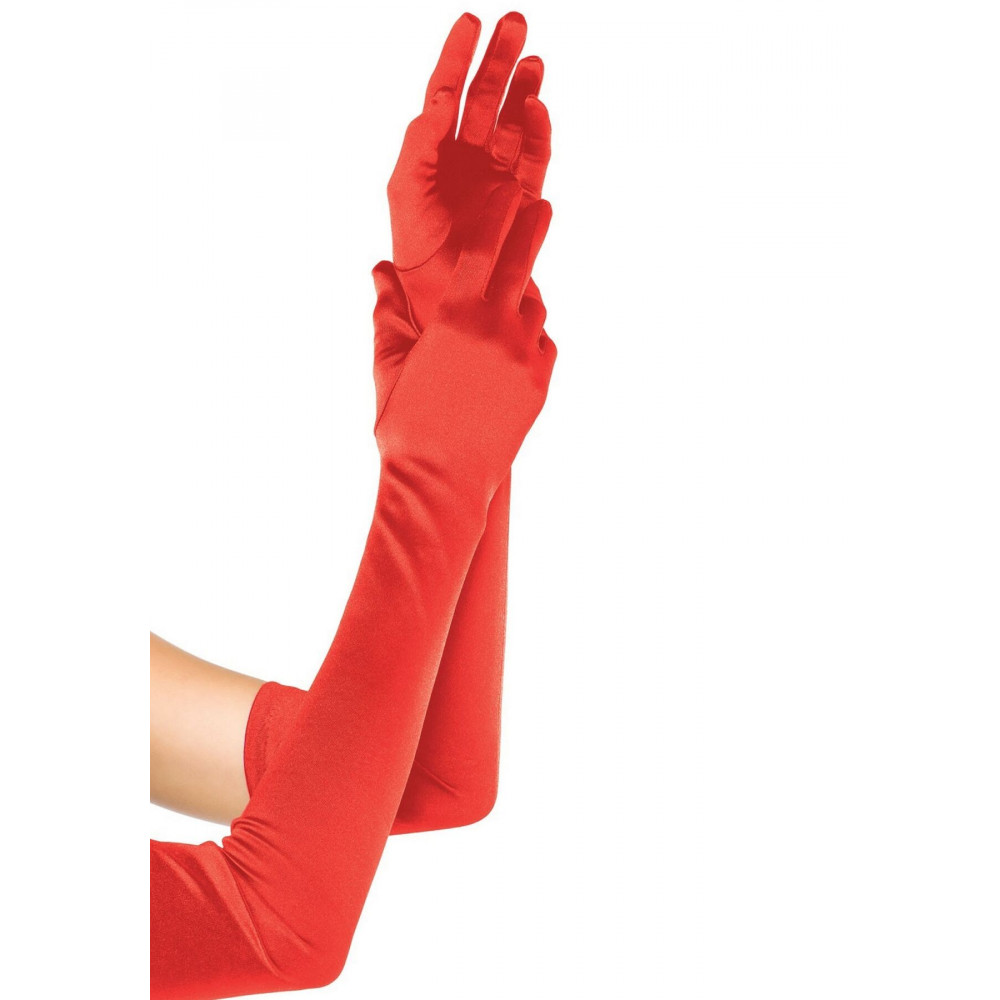 Чулки - Длинные перчатки Leg Avenue Extra Long Satin Gloves red