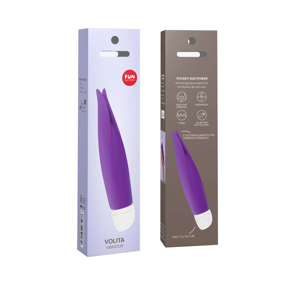 Вибропули и мини-вибраторы - Вибратор с лепестками Fun Factory VOLITA, фиолетовый, компактный, очень тихий, на батарейках 6
