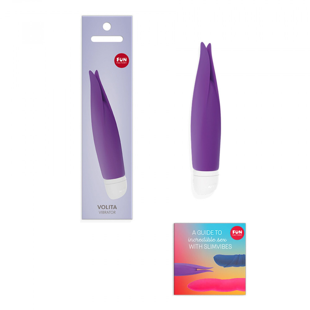 Вибропули и мини-вибраторы - Вибратор с лепестками Fun Factory VOLITA, фиолетовый, компактный, очень тихий, на батарейках 5