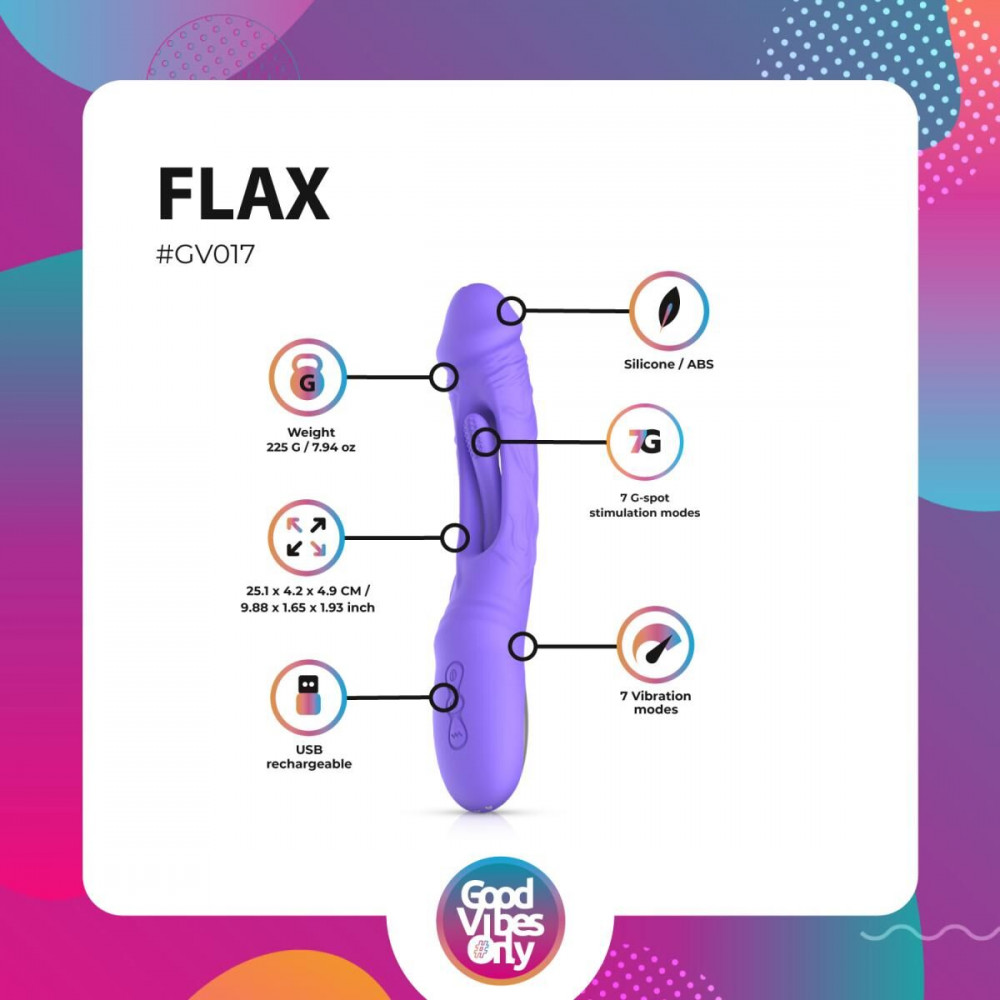 Стимулятор точки G - Вибратор Good Vibes Only - Flax Vibrating Dildo with G-Spot Stimulator 10