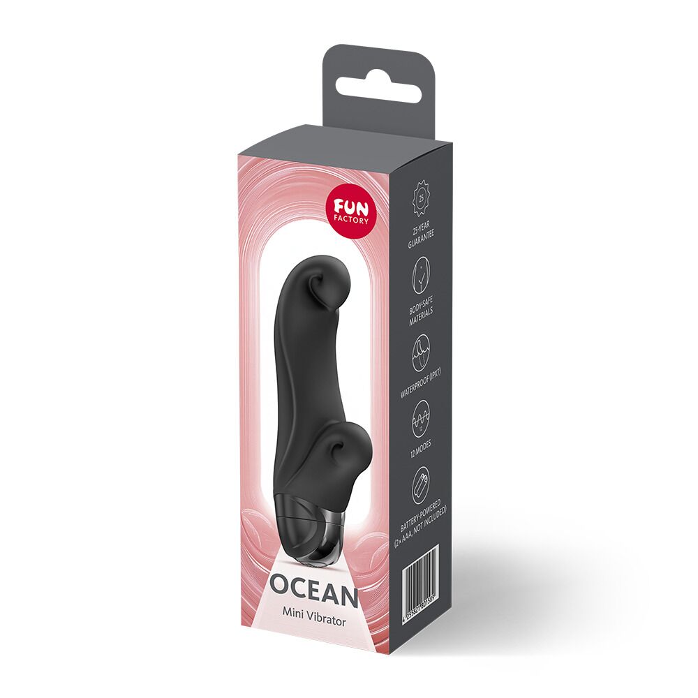 Вибратор-кролик - Вибратор-кролик Fun Factory OCEAN Black, для клитора и точки G, 6 режимов, на батарейках 3