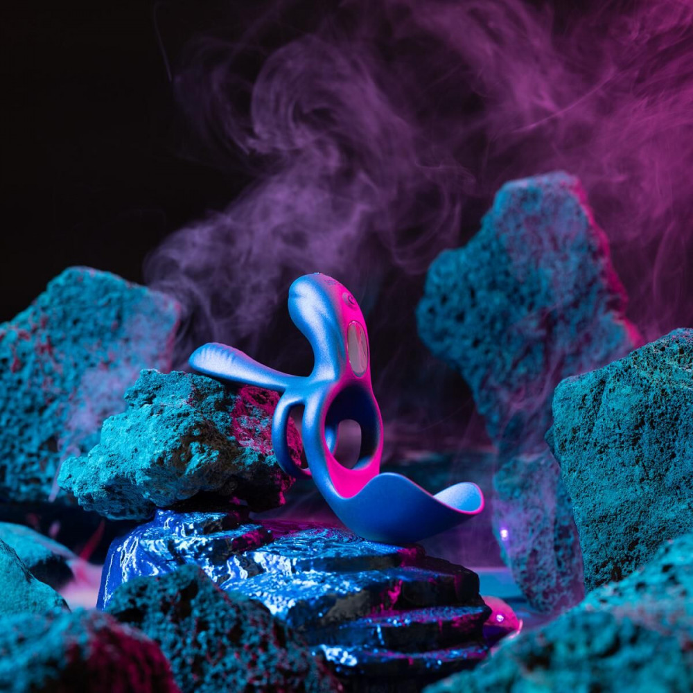 Ерекційні кільця з вібрацією - Ерекційне кільце 3в1 Hueman - Zenith, стимуляція яєчок, точки G та клітора, пульт ДК 5