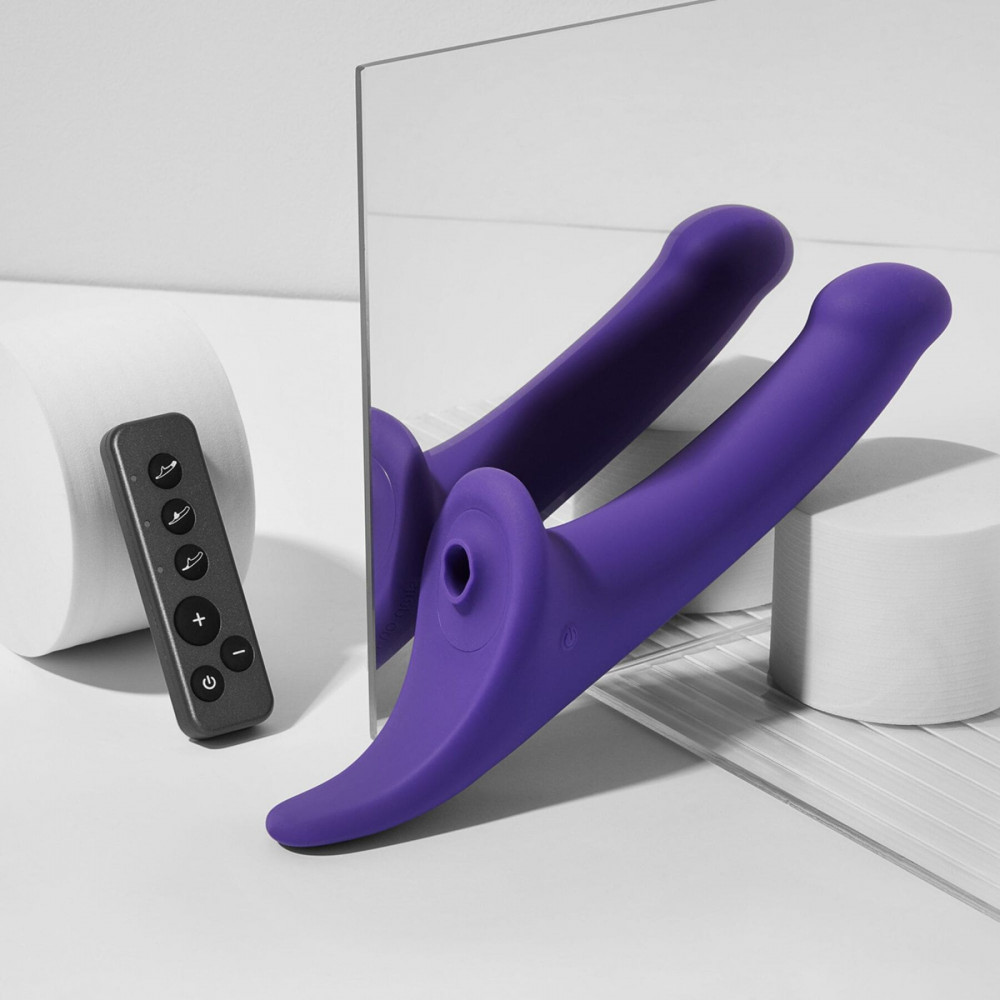 Страпоны - Вибронасадка для страпона с вакуумной стимуляцией Strap-On-Me Multi Orgasm Dildo S Purple 1