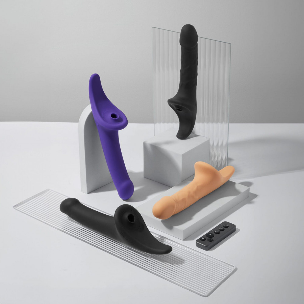 Страпоны - Вибронасадка для страпона с вакуумной стимуляцией Strap-On-Me Multi Orgasm Dildo S Purple 6