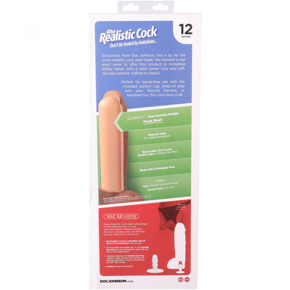 Фалоімітатор - Фалоімітатор Doc Johnson The Realistic Cock ULTRASKYN - 12 Inch Hung with Balls Caramel 10