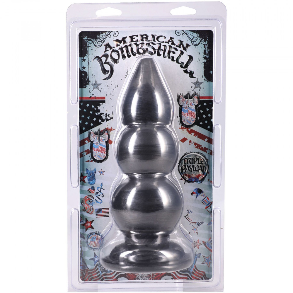 Анальные игрушки - Анальная пробка для фистинга Doc Johnson American Bombshell Triple Payload Gun Metal 2
