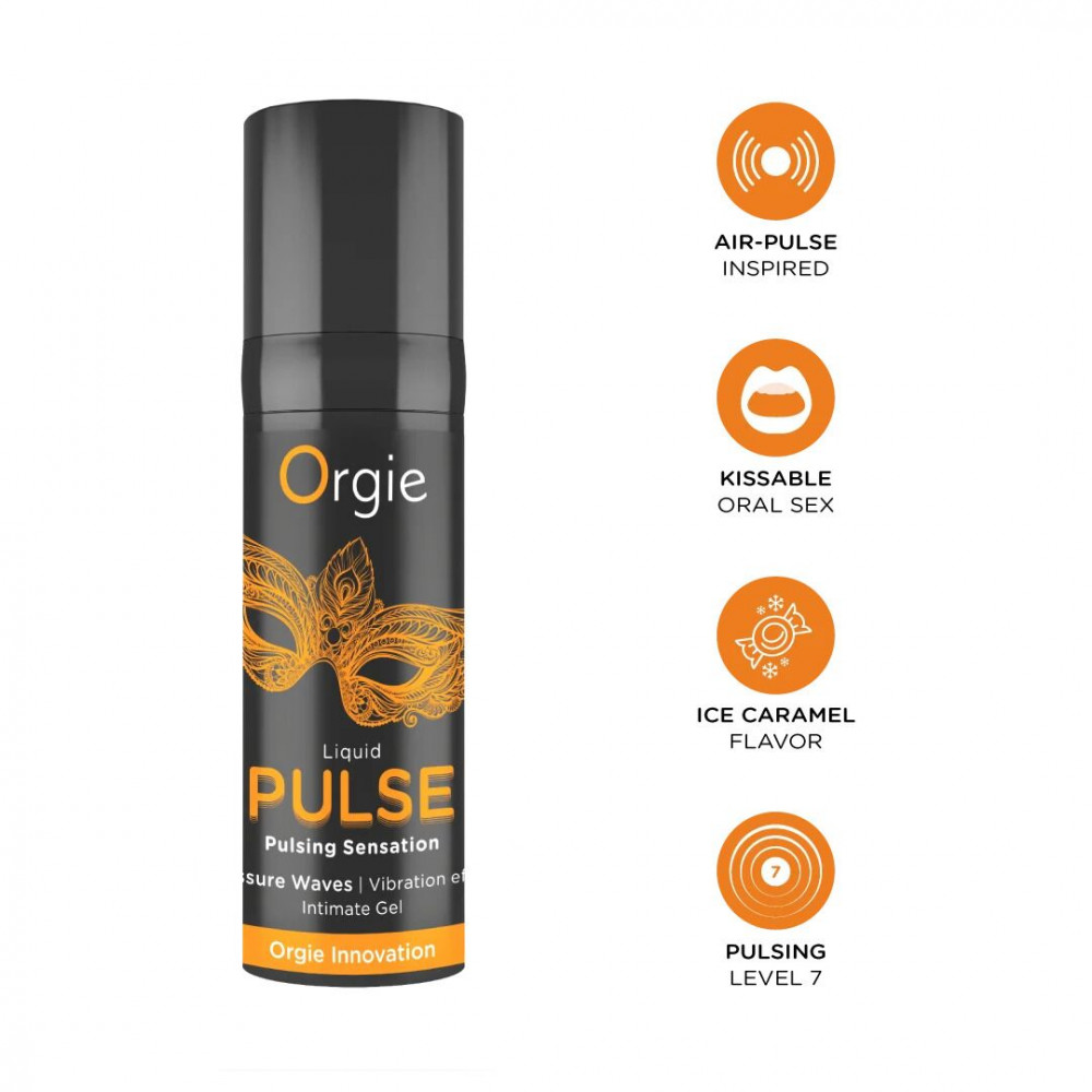 Средства для возбуждения - Смоктайзер для клитора Orgie Liquid Pulse 15 мл, вкус Ice Caramel, гель с эффектом посасывания 1