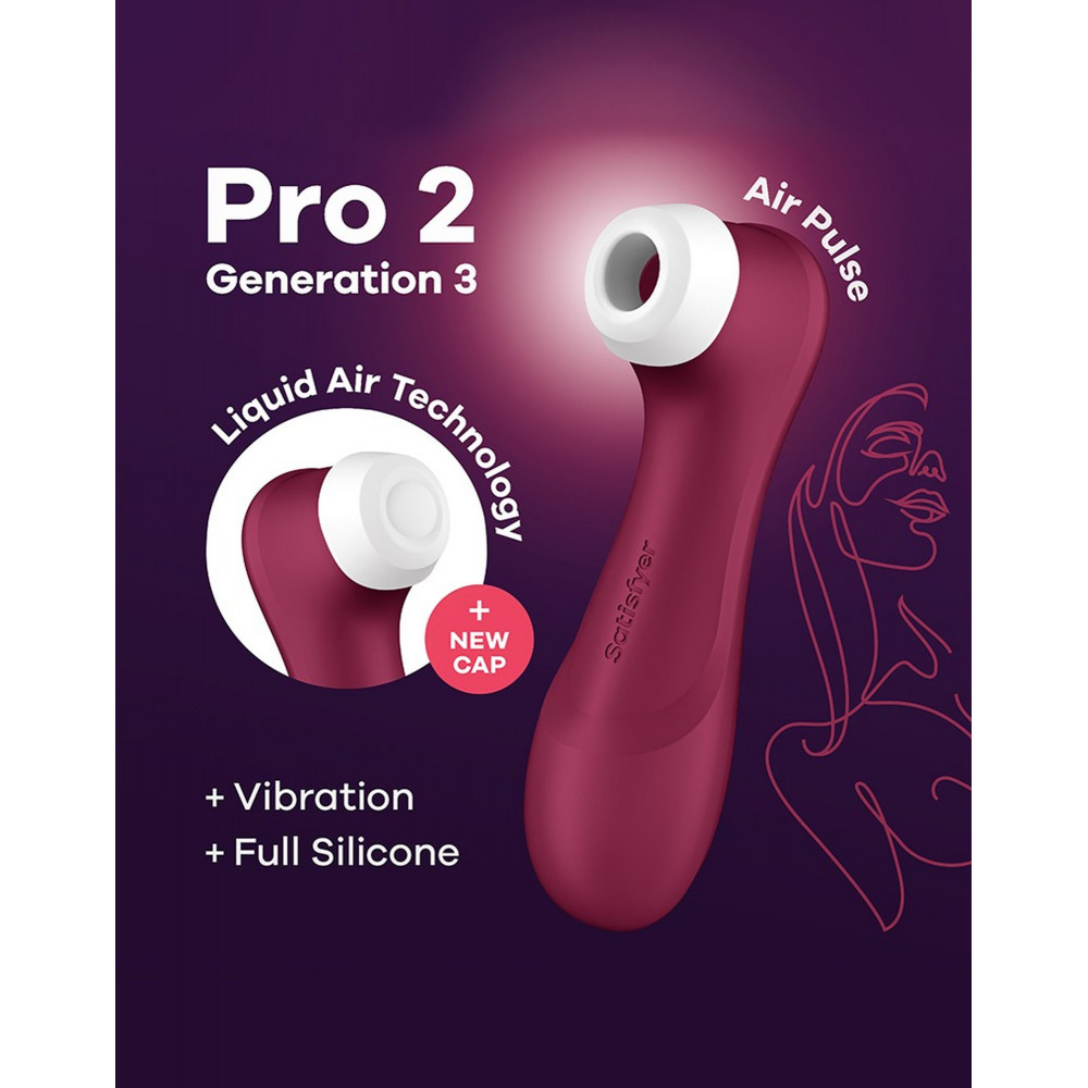 Секс игрушки - Вакуумный клиторальный стимулятор SATISFYER PRO 2 GENERATION 3 WITH LIQUID AIR WINE 2