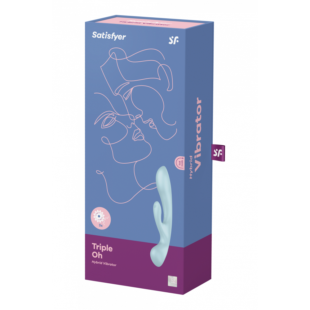 Разное - Вибратор кролик Satisfyer Triple Oh с тремя моторами, голубой 6