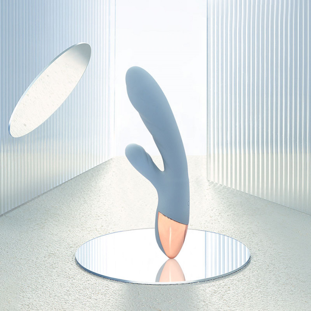 Вибратор-кролик - Вибратор кролик с функцией нагрева +10 режимов вибрации Sweet Em Velvet Lure, голубой 9
