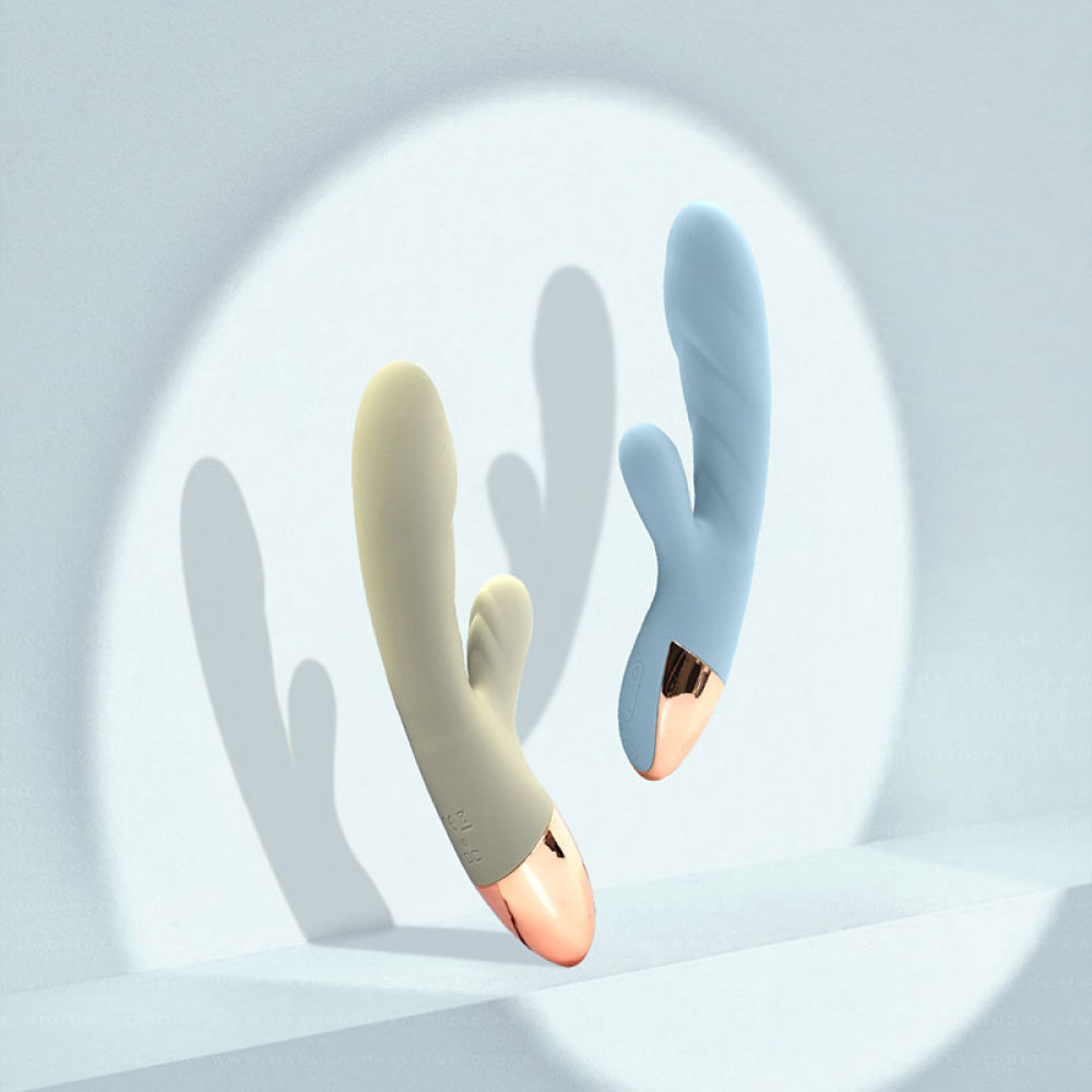 Вибратор-кролик - Вибратор кролик с функцией нагрева +10 режимов вибрации Sweet Em Velvet Lure, голубой 10