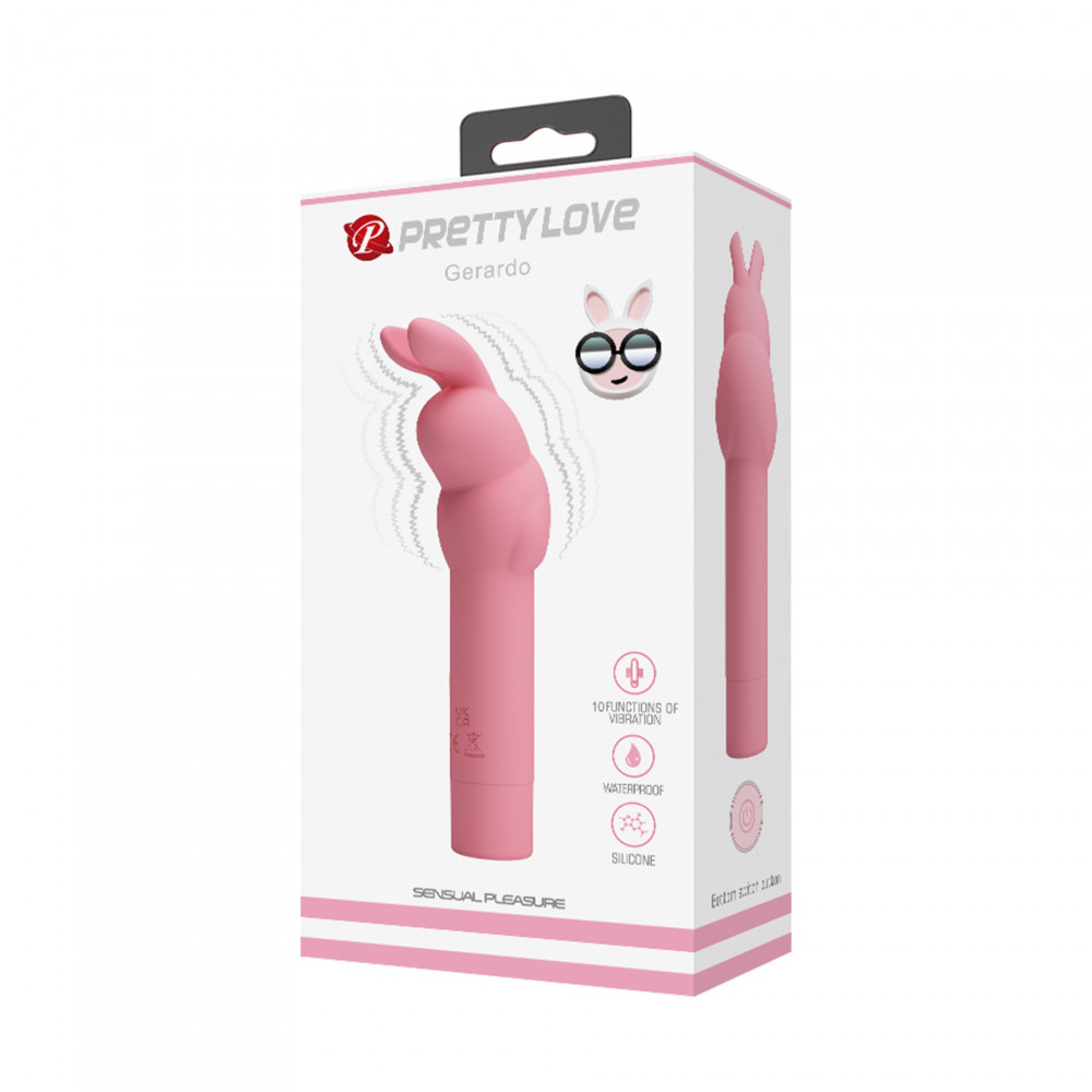 Вибропули и мини-вибраторы - Вибратор в форме кролика PRETTY LOVE Gerardo для клитора, розовый, 13.6 х 3.2 см 9