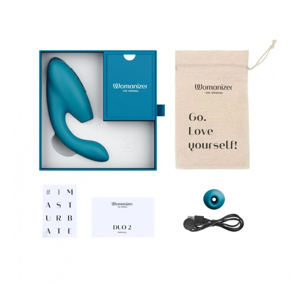 Разное - Инновационный двойной бесконтактный вибратор-стимулятор Womanizer Duo 2 Petrol бирюзовый 7