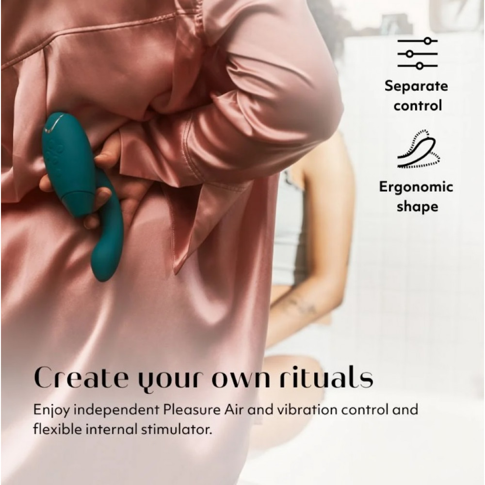 Разное - Инновационный двойной бесконтактный вибратор-стимулятор Womanizer Duo 2 Petrol бирюзовый 4