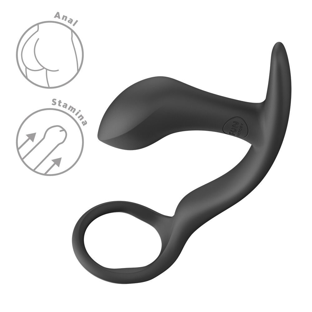 Секс игрушки - Анальная пробка с эрекционным кольцом Fun Factory Bootie Ring Black (мятая упаковка!!!) 6