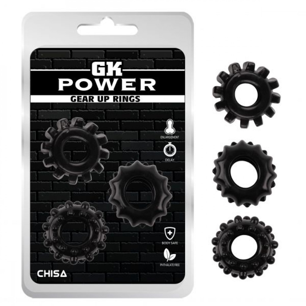 Эрекционное кольцо - Набор колец GK Power Cock Rings Set 3 шт-Black