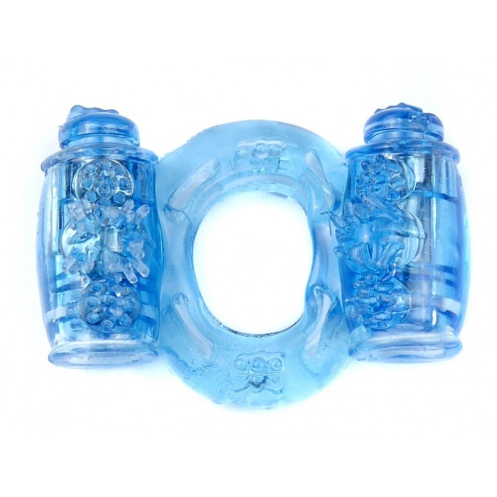 - Эрекционное вибро кольцо BOSS Vibrating Cock Ring Double Blue, BS6700035