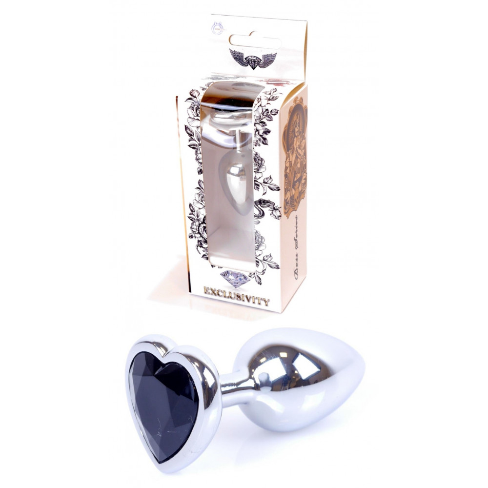 Анальные игрушки - Анальная пробка Boss Series - Jewellery Silver Heart PLUG Black S, BS6400047