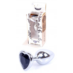 Анальная пробка Boss Series - Jewellery Silver Heart PLUG Black S, BS6400047